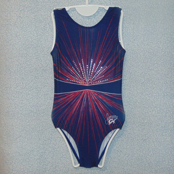 GK Simone Blue Red Sunburst Leotard NoTag - Picture 1 of 6